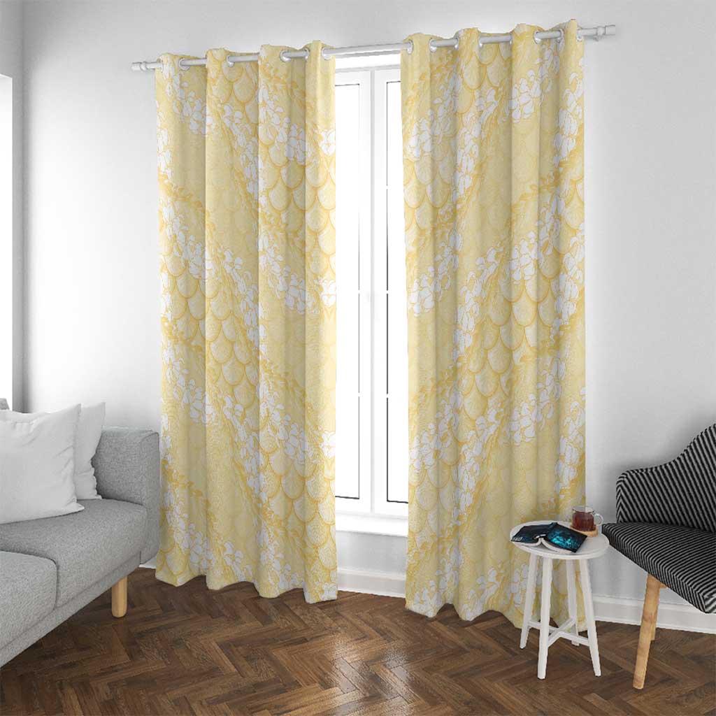 Pastel Yellow Mermaid Puakenikeni Maile Lei Window Curtain