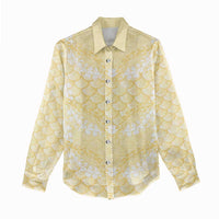 Pastel Yellow Mermaid Puakenikeni Maile Lei Women Casual Shirt LT01 - Polynesian Pride