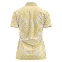 Pastel Yellow Mermaid Puakenikeni Maile Lei Women Polo Shirt LT01 - Polynesian Pride