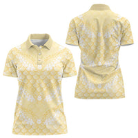 Pastel Yellow Mermaid Puakenikeni Maile Lei Women Polo Shirt LT01 - Polynesian Pride