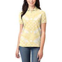 Pastel Yellow Mermaid Puakenikeni Maile Lei Women Polo Shirt LT01 - Polynesian Pride