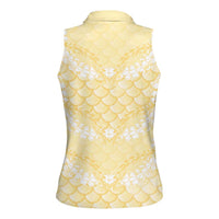 Pastel Yellow Mermaid Puakenikeni Maile Lei Women Sleeveless Polo Shirt LT01 - Polynesian Pride