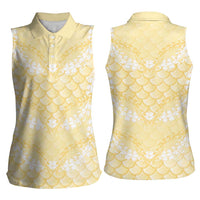 Pastel Yellow Mermaid Puakenikeni Maile Lei Women Sleeveless Polo Shirt LT01 - Polynesian Pride