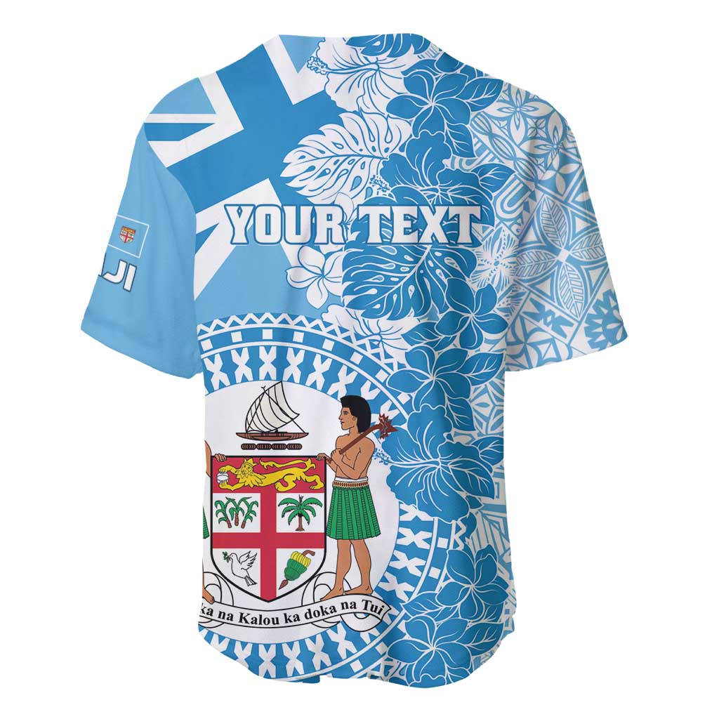 Personalised Fiji Day Baseball Jersey Fijian Map Hibiscus Tapa Pattern LT01