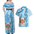 Personalised Fiji Day Couples Matching Off Shoulder Maxi Dress and Hawaiian Shirt Fijian Map Hibiscus Tapa Pattern LT01