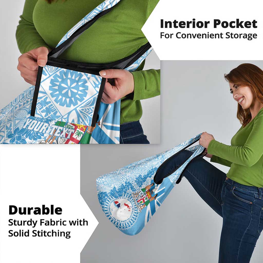 Fiji Day Grocery Bag Fijian Map Hibiscus Tapa Pattern