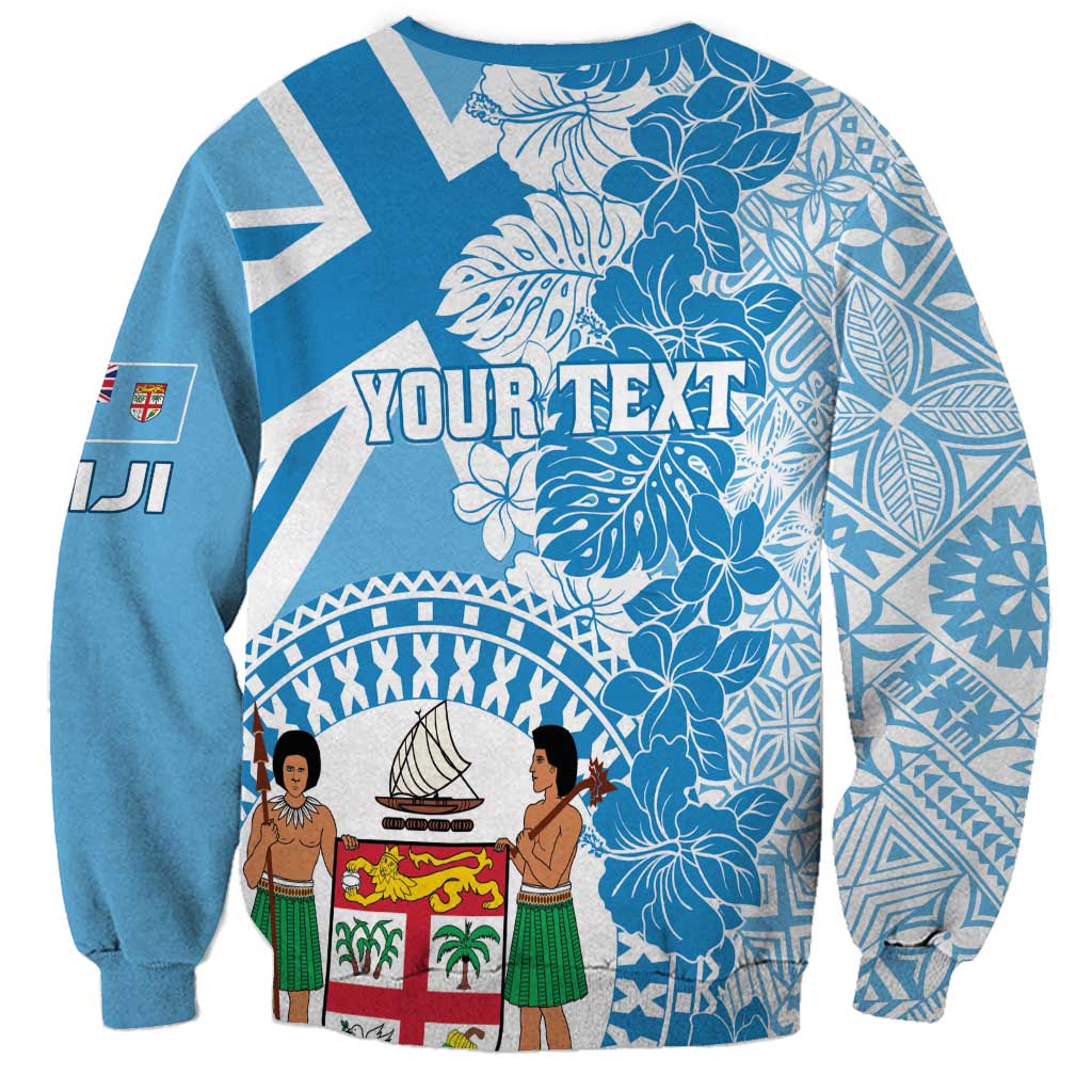 Personalised Fiji Day Sweatshirt Fijian Map Hibiscus Tapa Pattern LT01