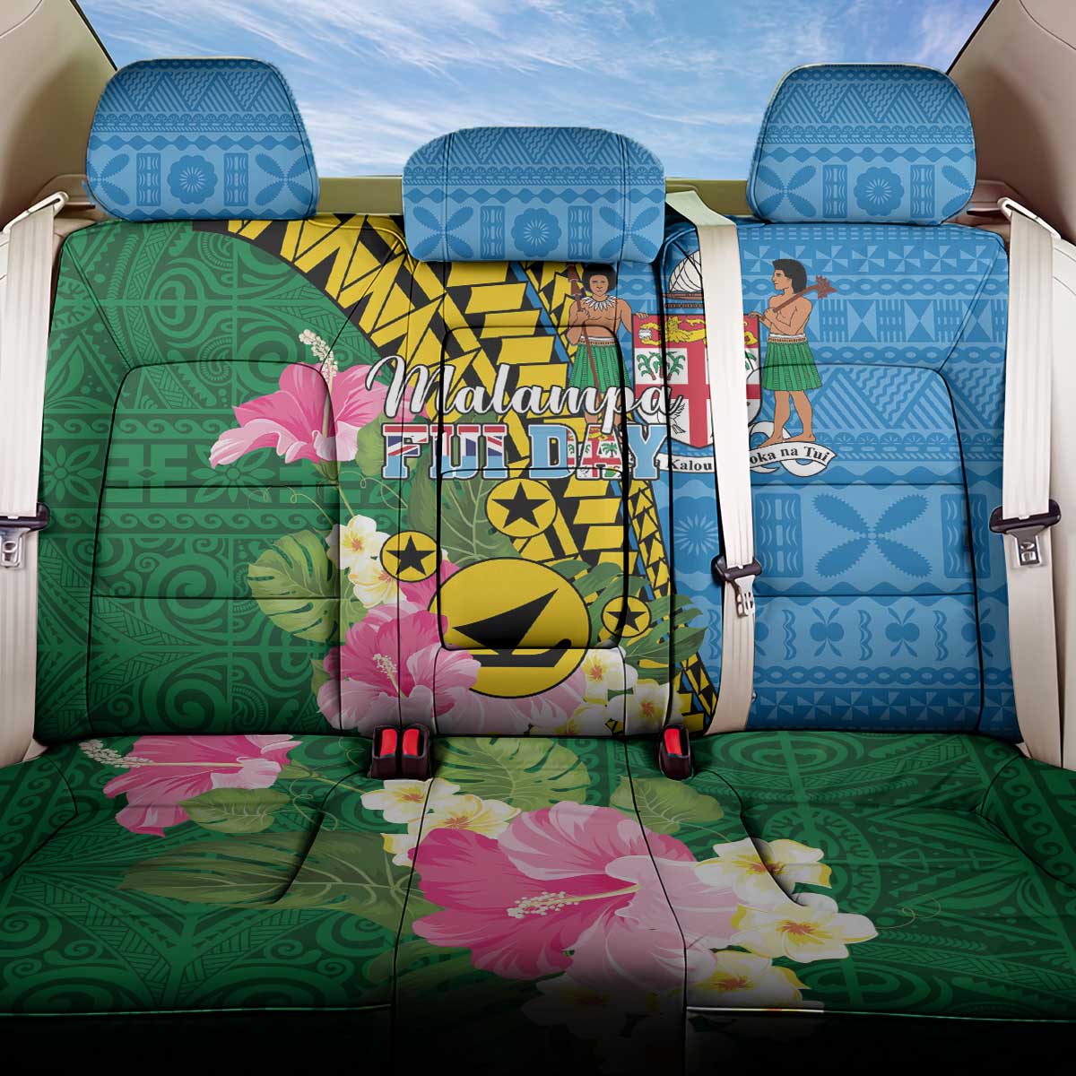 Malampa Fiji Day Back Car Seat Cover Tropical Tapa Pattern