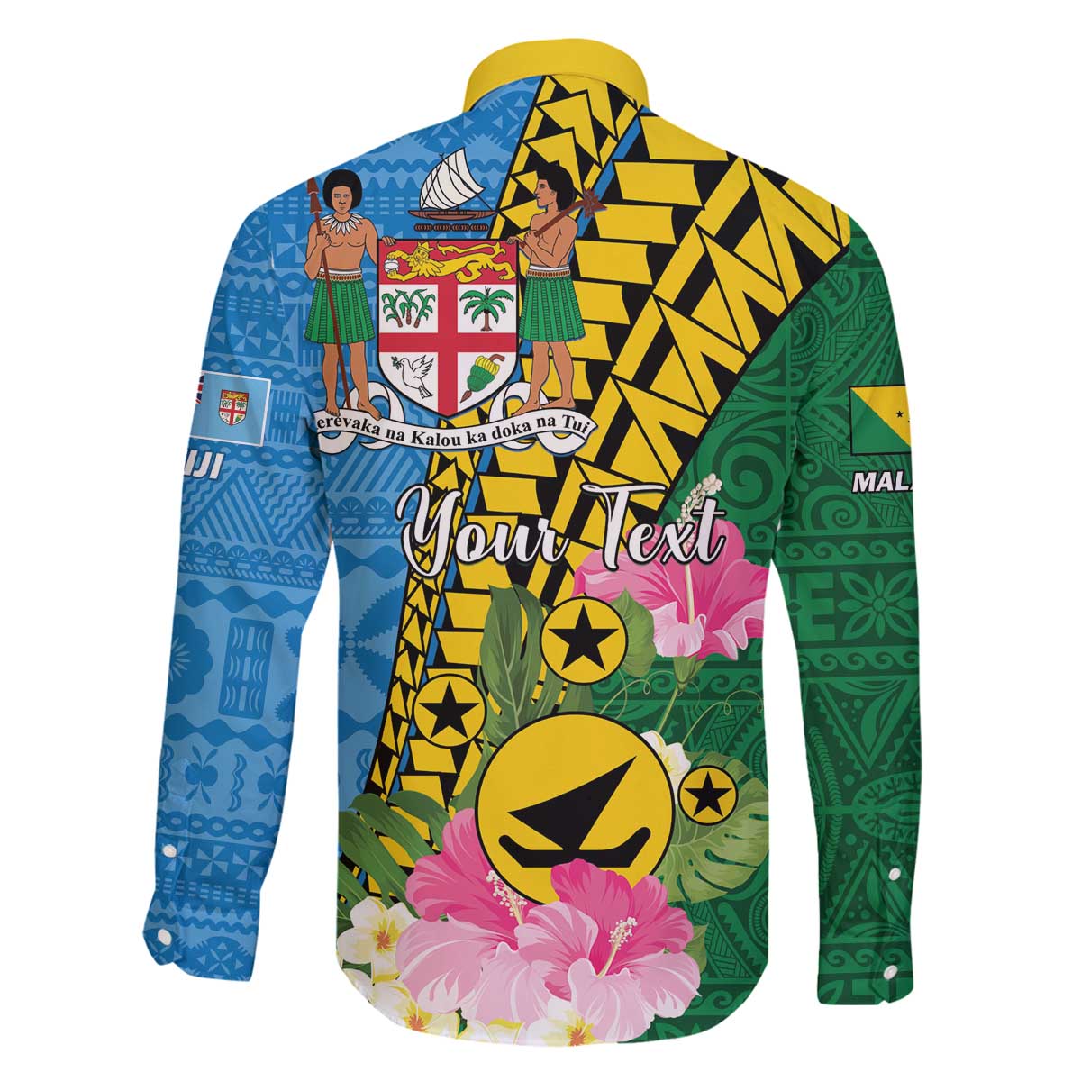 Personalised Malampa Fiji Day Family Matching Off The Shoulder Long Sleeve Dress and Hawaiian Shirt Tropical Tapa Pattern