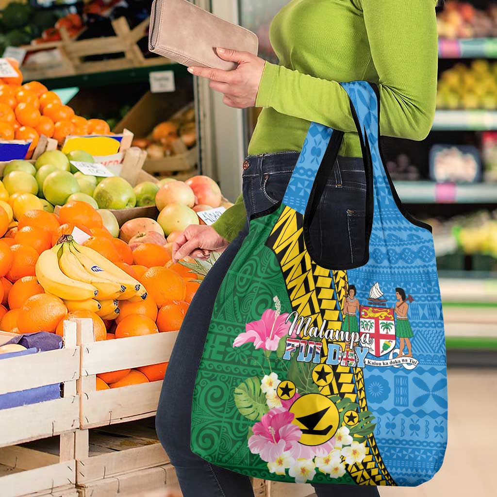 Malampa Fiji Day Grocery Bag Tropical Tapa Pattern