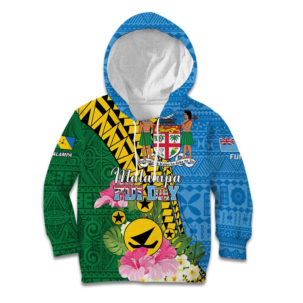 Personalised Malampa Fiji Day Kid Hoodie Tropical Tapa Pattern