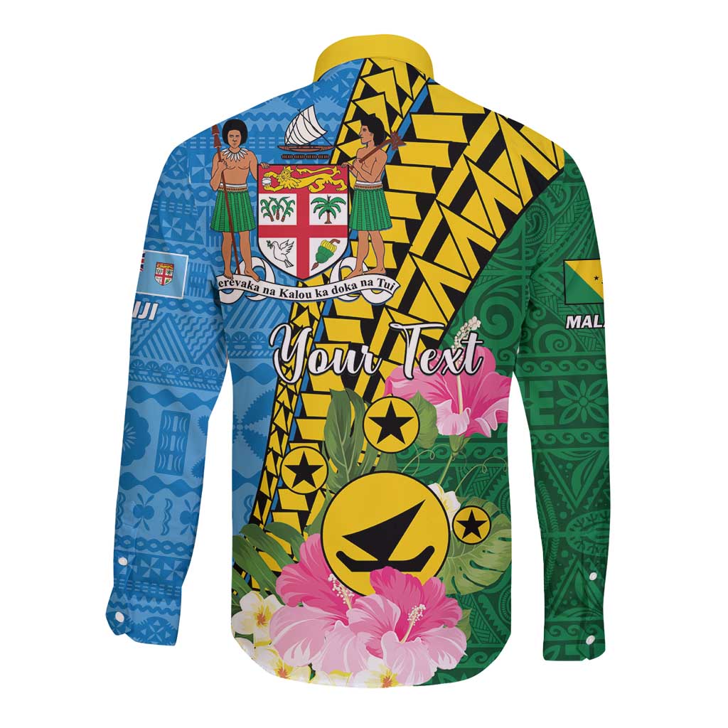 Personalised Malampa Fiji Day Long Sleeve Button Shirt Tropical Tapa Pattern LT01 - Polynesian Pride