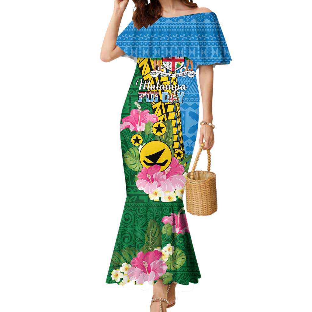 Personalised Malampa Fiji Day Mermaid Dress Tropical Tapa Pattern