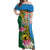 Personalised Malampa Fiji Day Off Shoulder Maxi Dress Tropical Tapa Pattern