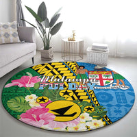 Malampa Fiji Day Round Carpet Tropical Tapa Pattern
