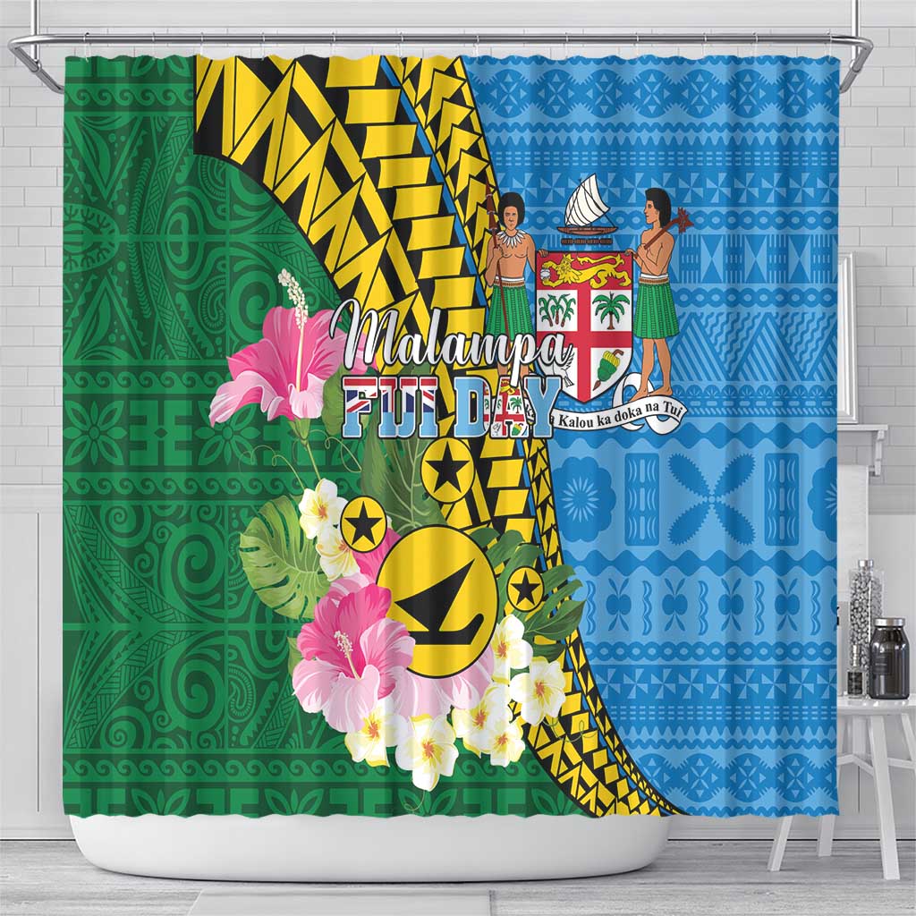 Malampa Fiji Day Shower Curtain Tropical Tapa Pattern