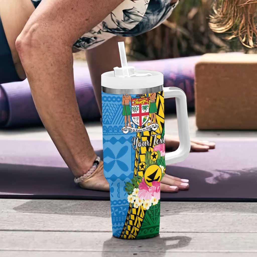Personalised Malampa Fiji Day Tumbler With Handle Tropical Tapa Pattern