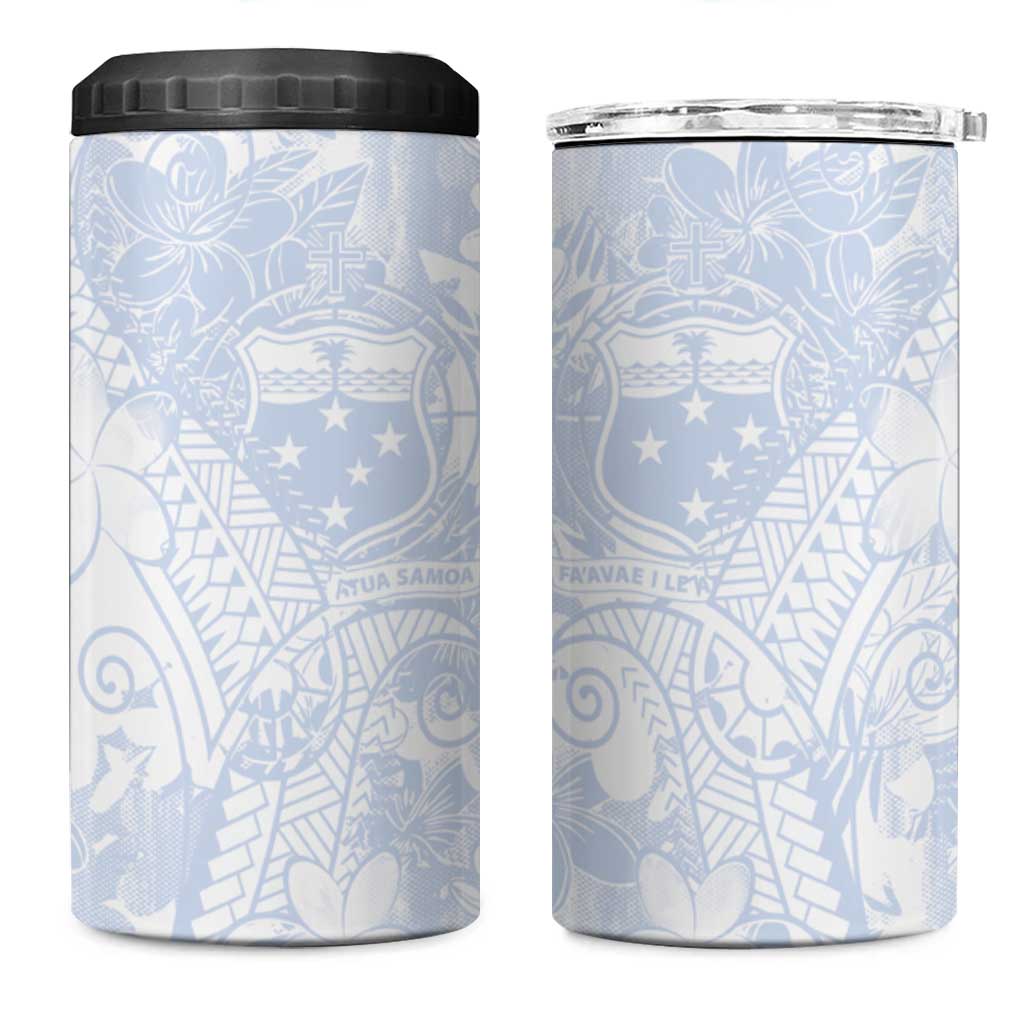 Samoa White Sunday 4 in 1 Can Cooler Tumbler Plumeria Floral