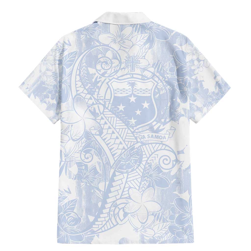 Samoa White Sunday Family Matching Mermaid Dress and Hawaiian Shirt Plumeria Floral