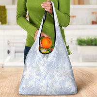 Samoa White Sunday Grocery Bag Plumeria Floral