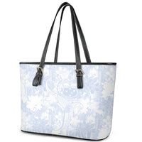 Samoa White Sunday Leather Tote Bag Plumeria Floral