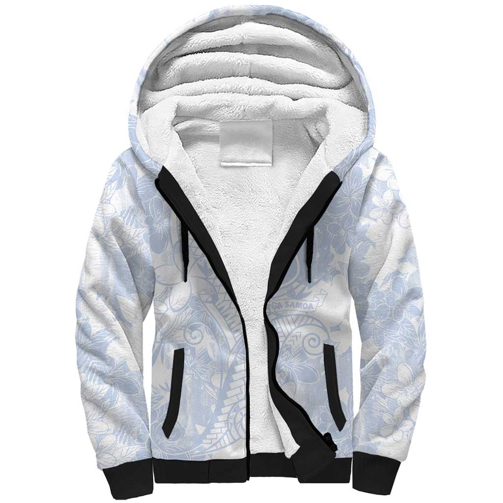 Samoa White Sunday Sherpa Hoodie Plumeria Floral