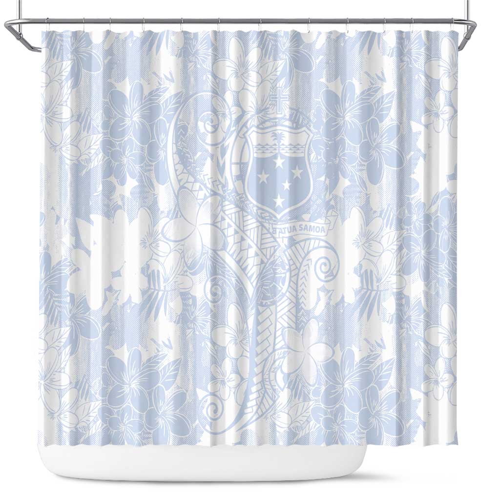 Samoa White Sunday Shower Curtain Plumeria Floral