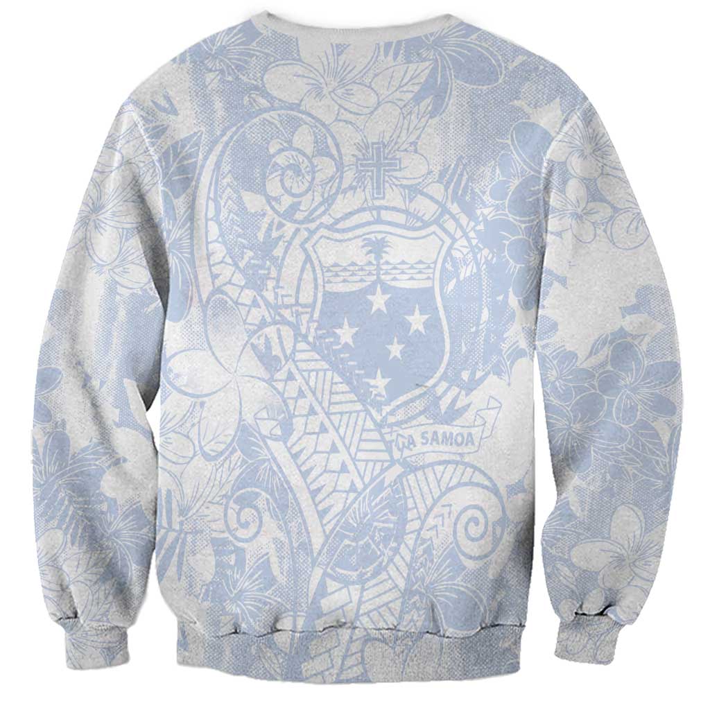 Samoa White Sunday Sweatshirt Plumeria Floral