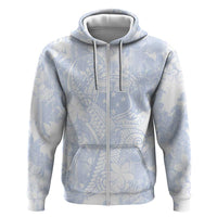 Samoa White Sunday Zip Hoodie Plumeria Floral