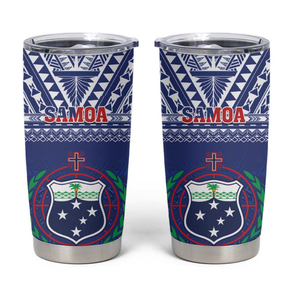 Samoa Rugby Tumbler Cup Manu Samoa Polynesian Tatoo Pattern