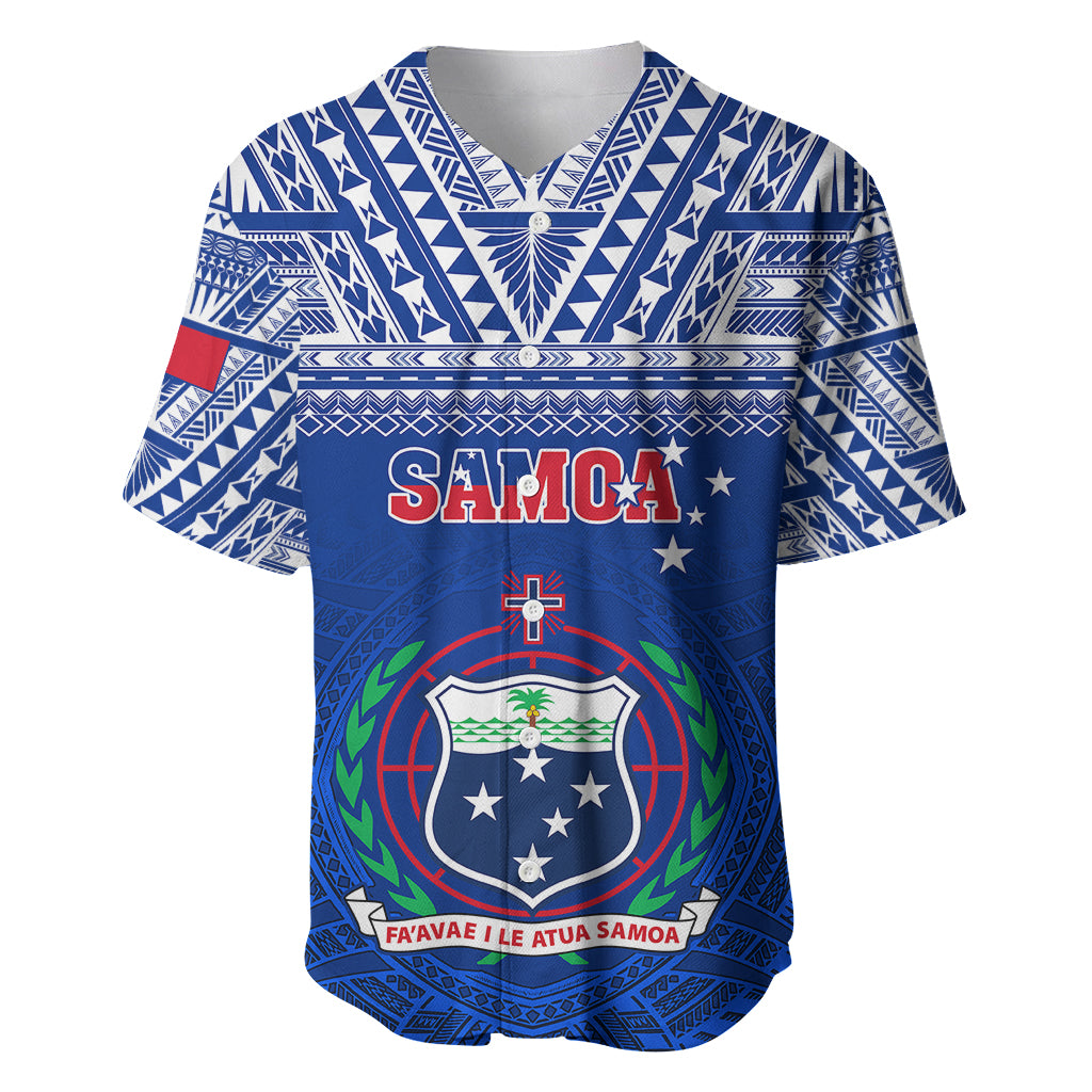 Custom Samoa Rugby Baseball Jersey Manu Samoa Polynesian Tatoo Pattern LT01 Blue - Polynesian Pride