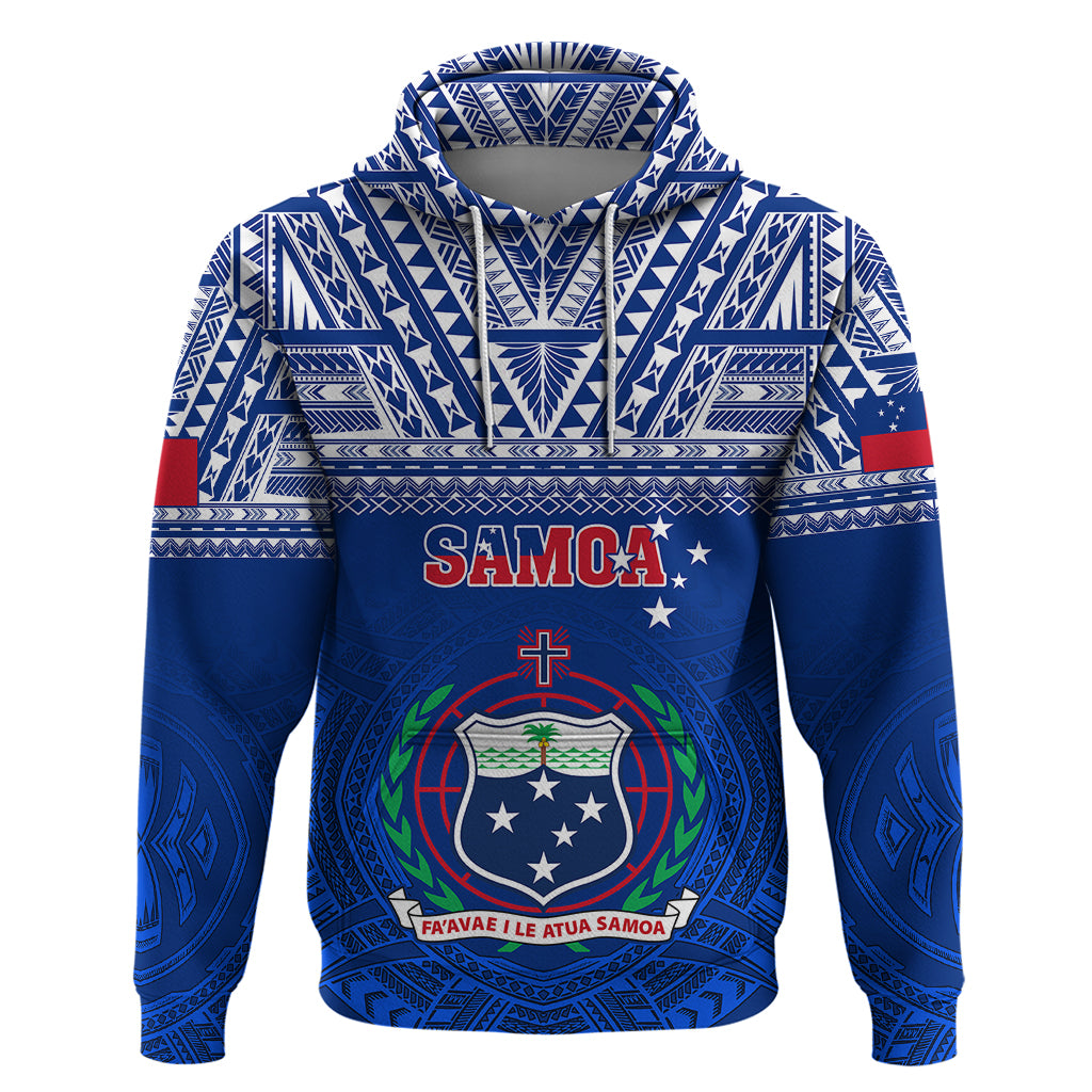 Custom Samoa Rugby Hoodie Manu Samoa Polynesian Tatoo Pattern LT01 Pullover Hoodie Blue - Polynesian Pride