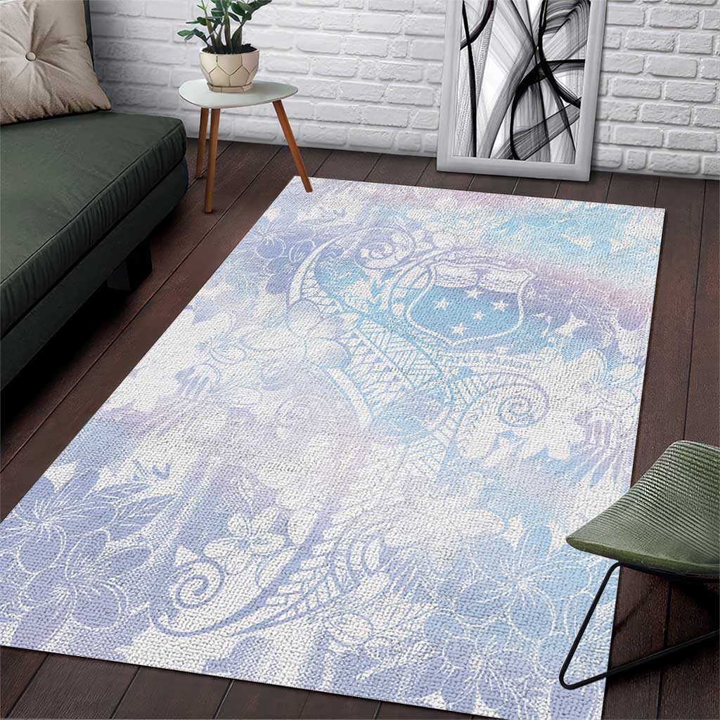 Samoa White Sunday Area Rug Sweet Pastel Plumeria Floral