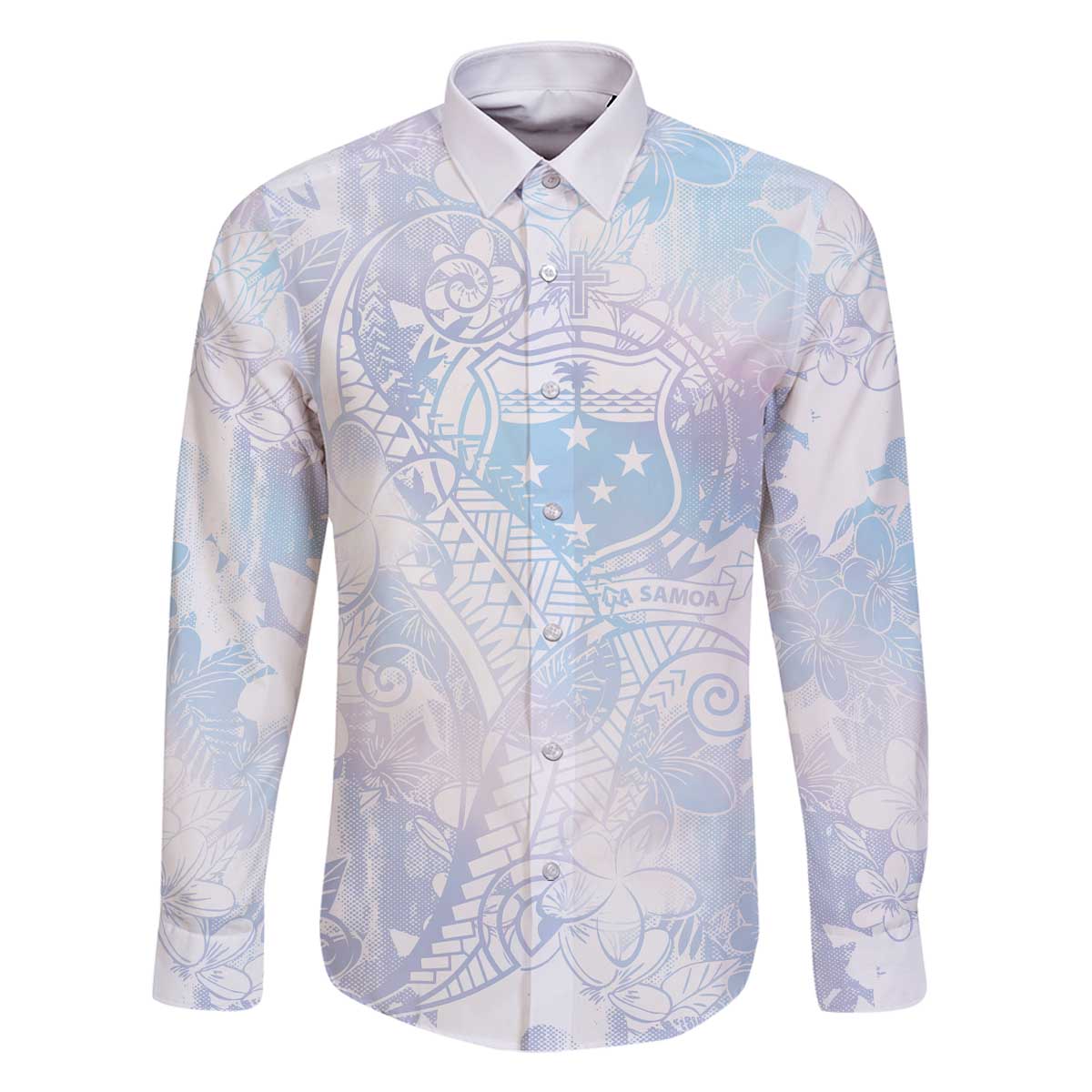 Samoa White Sunday Family Matching Off Shoulder Short Dress and Hawaiian Shirt Sweet Pastel Plumeria Floral