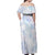 Samoa White Sunday Off Shoulder Maxi Dress Sweet Pastel Plumeria Floral