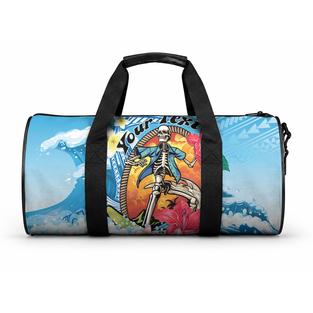 Personalized Aloha Hawaii Skeleton Surfing Duffle Bag Tribal Shark Plumeria LT01 One size Blue - Polynesian Pride