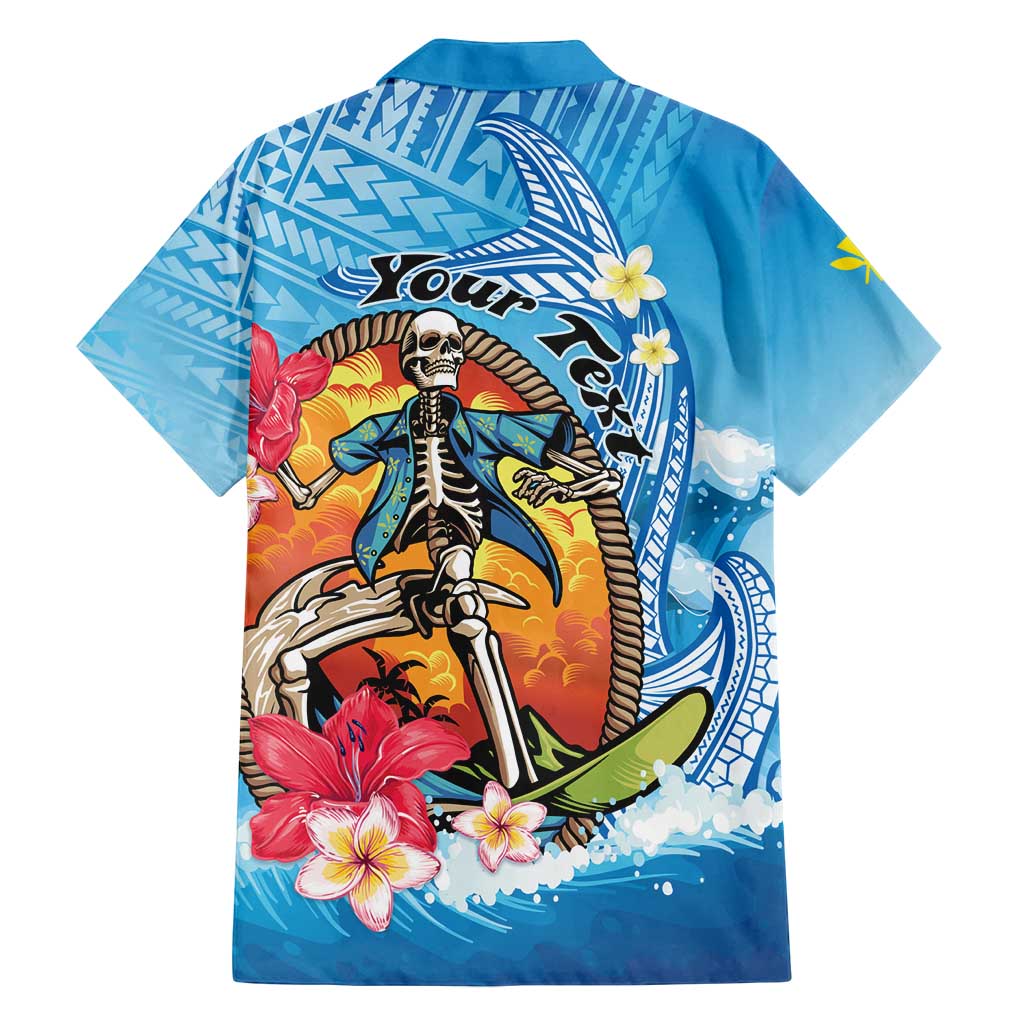 Personalized Aloha Hawaii Skeleton Surfing Family Matching Summer Maxi Dress and Hawaiian Shirt Tribal Shark Plumeria