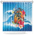 Personalized Aloha Hawaii Skeleton Surfing Shower Curtain Tribal Shark Plumeria