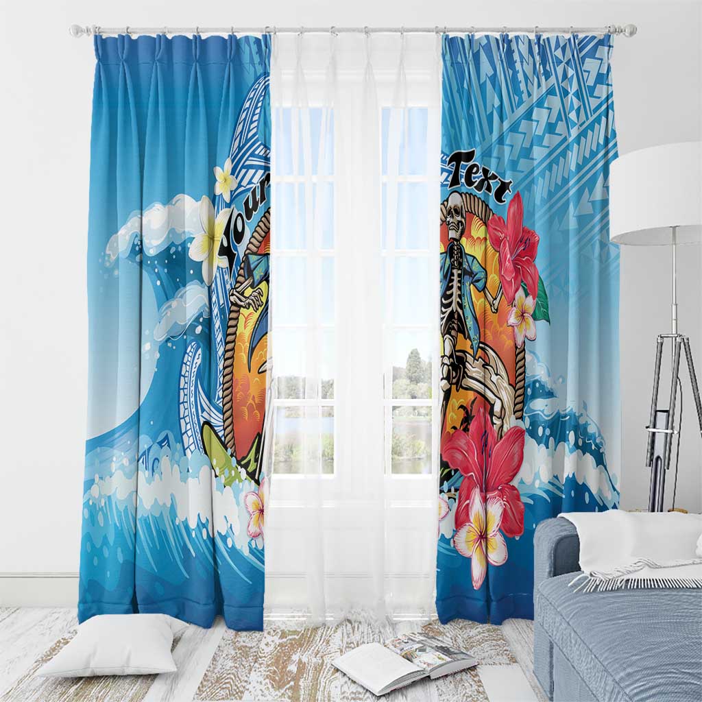 Personalized Aloha Hawaii Skeleton Surfing Window Curtain Tribal Shark Plumeria