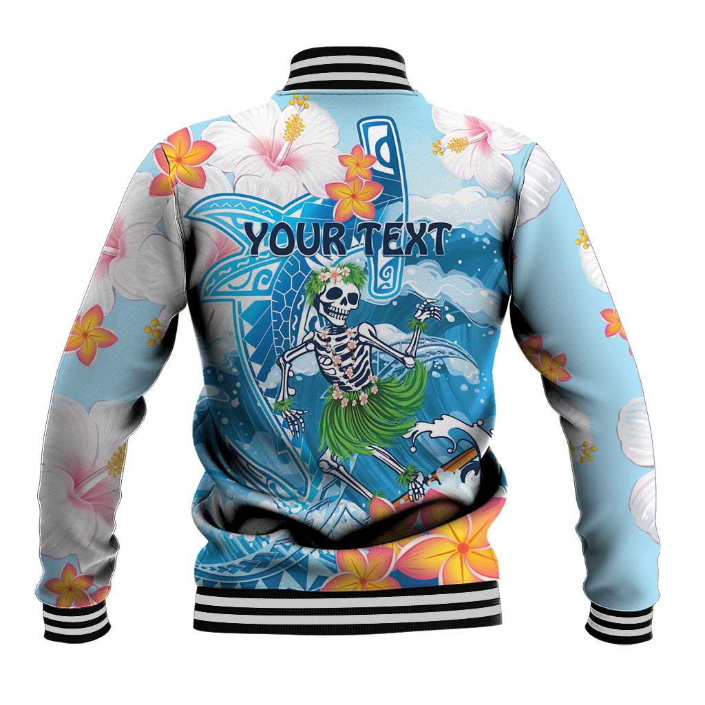 Personalized Hawaii Hula Girl Skeleton Dancing Baseball Jacket Hibiscus Tribal Shark LT01 - Polynesian Pride