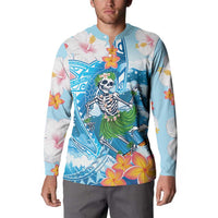 Personalized Hawaii Hula Girl Skeleton Dancing Button Sweatshirt Hibiscus Tribal Shark LT01 - Polynesian Pride