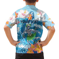 Personalized Hawaii Hula Girl Skeleton Dancing Family Matching Long Sleeve Bodycon Dress and Hawaiian Shirt Hibiscus Tribal Shark LT01 - Polynesian Pride