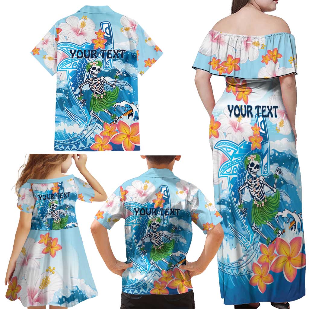 Personalized Hawaii Hula Girl Skeleton Dancing Family Matching Off Shoulder Maxi Dress and Hawaiian Shirt Hibiscus Tribal Shark LT01 - Polynesian Pride