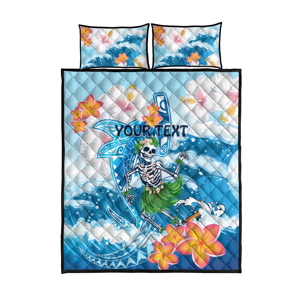 Personalized Hawaii Hula Girl Skeleton Dancing Quilt Bed Set Hibiscus Tribal Shark LT01 - Polynesian Pride