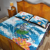 Personalized Hawaii Hula Girl Skeleton Dancing Quilt Bed Set Hibiscus Tribal Shark LT01 - Polynesian Pride