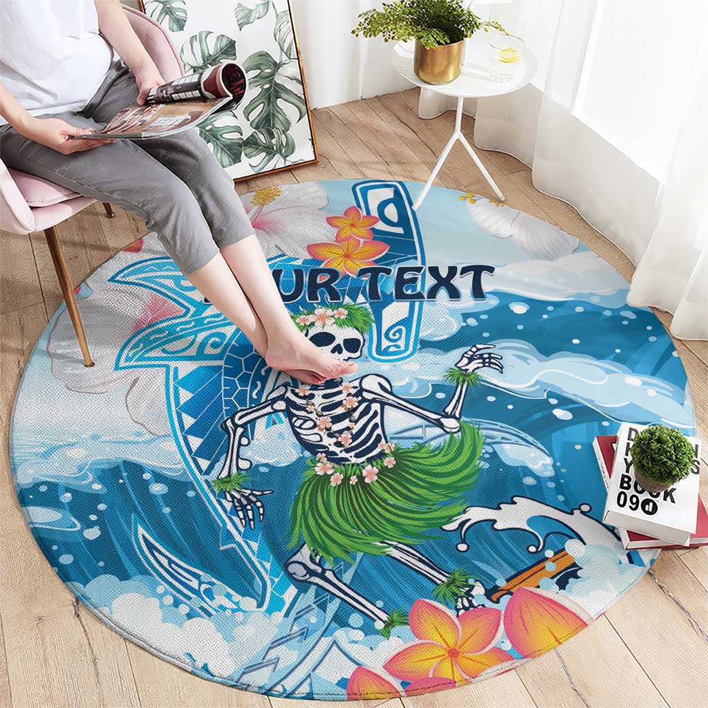 Personalized Hawaii Hula Girl Skeleton Dancing Round Carpet Hibiscus Tribal Shark LT01 - Polynesian Pride