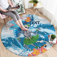 Personalized Hawaii Hula Girl Skeleton Dancing Round Carpet Hibiscus Tribal Shark LT01 - Polynesian Pride