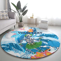 Personalized Hawaii Hula Girl Skeleton Dancing Round Carpet Hibiscus Tribal Shark LT01 - Polynesian Pride