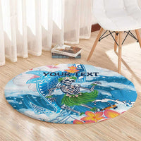 Personalized Hawaii Hula Girl Skeleton Dancing Round Carpet Hibiscus Tribal Shark LT01 - Polynesian Pride