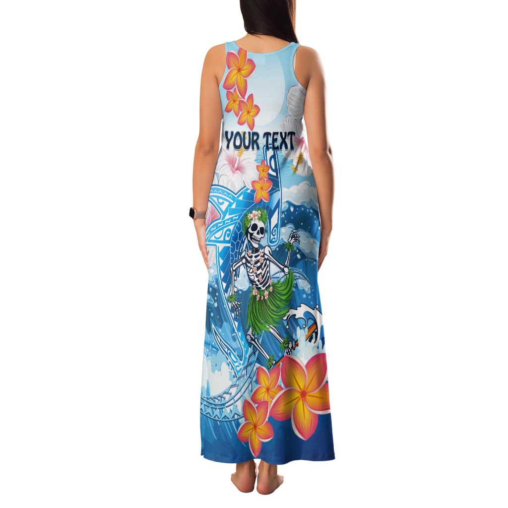 Personalized Hawaii Hula Girl Skeleton Dancing Tank Maxi Dress Hibiscus Tribal Shark